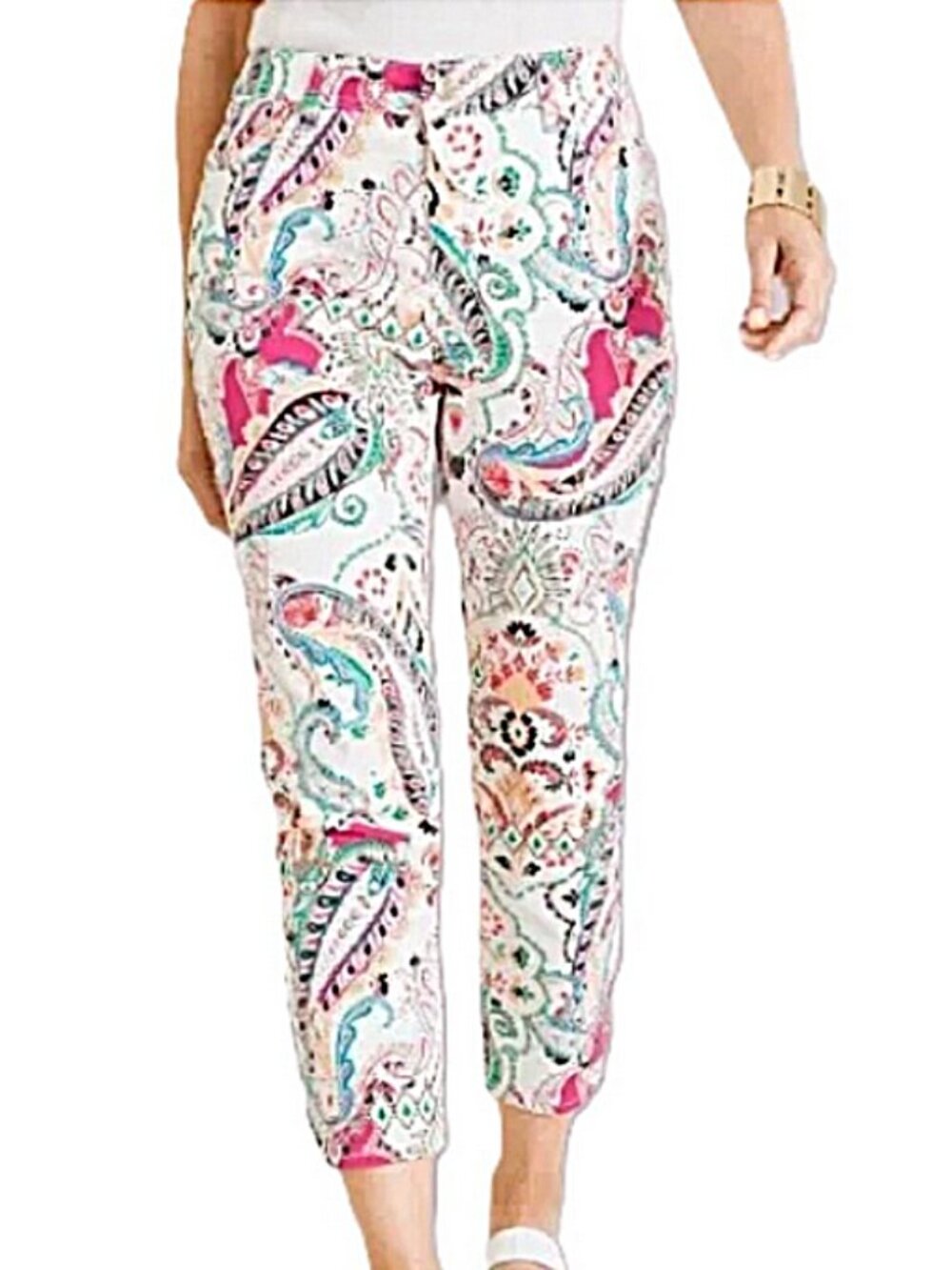 Chicos paisley slim leg crop pants size 0